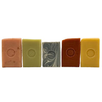 Petit floral bar soaps unwrpaped. Rose geranium, Neroli, Jasmine Sambac, Ylang Ylang, and Linden Blossom.