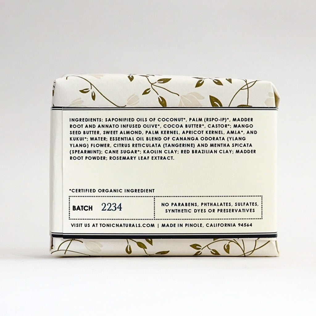 Ingredent label panel for TONIC Ylang Ylang Bar Soap