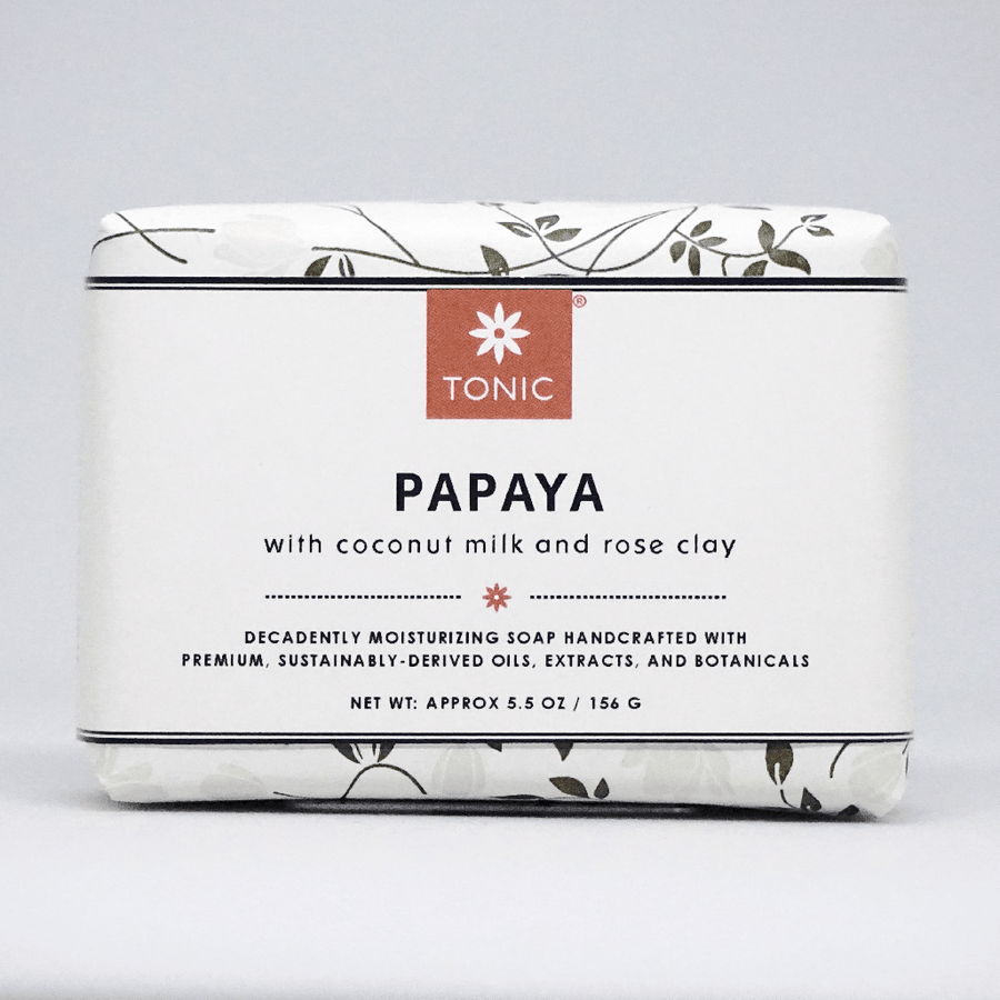 Papaya Bar Soap with Coconut Milk and Rose Clay  by TONIC