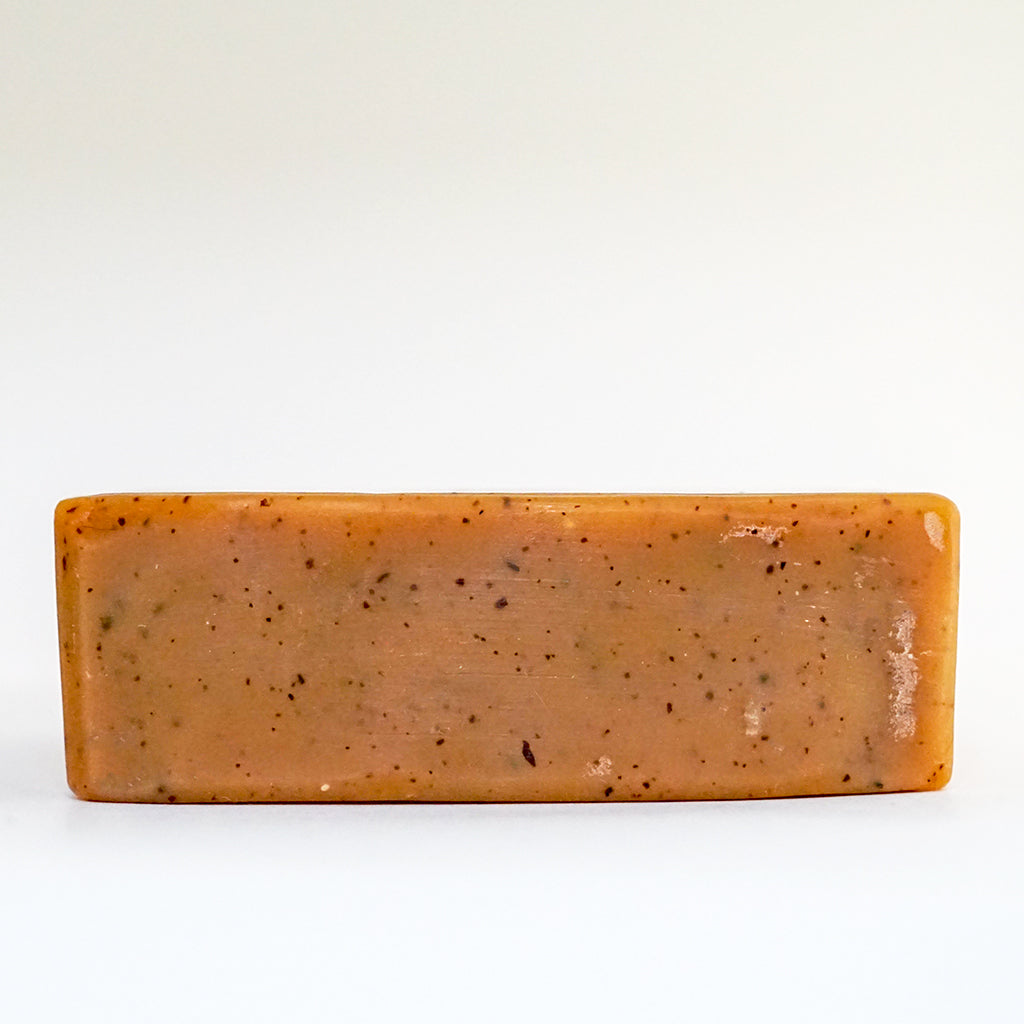 top view of an unwrapped bar of Matcha Green Tea bar soap