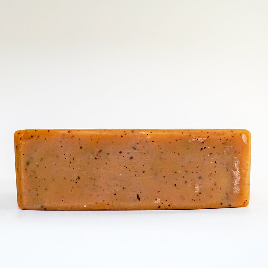 top view of an unwrapped bar of Matcha Green Tea bar soap
