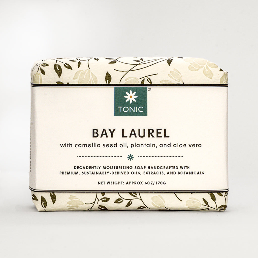 Bay Laurel Bar Soap with Camellia Seed Oil, Plantain, and Aloe Vera