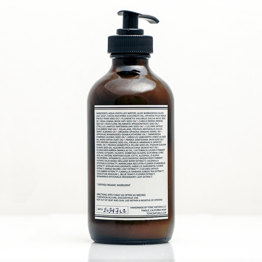 View of the ingredient label side of Blue Tansy Body Lotion handmade by by Tonic Naturals LLC