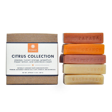 Citrus Collection Soap Sampler with Papaya, Tuscan Orange, Grapefruit, Meyer Lemon, and Calendula Cream