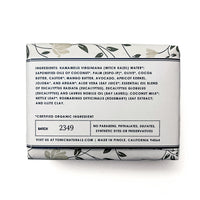 The ingredient label for eucalyptus witch hazel bar soap by TONIC
