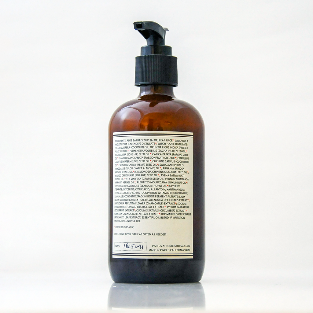 Ingredient Label for TONIC Lavender Body Lotion Batch No. 1805041