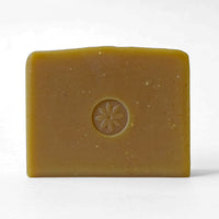TONIC Oatmeal Stout Bar Soap, unwrapped and stamped.
